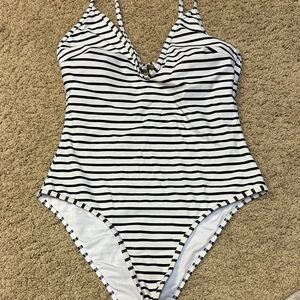 Cupshe Monochrome Striped Swimsuit